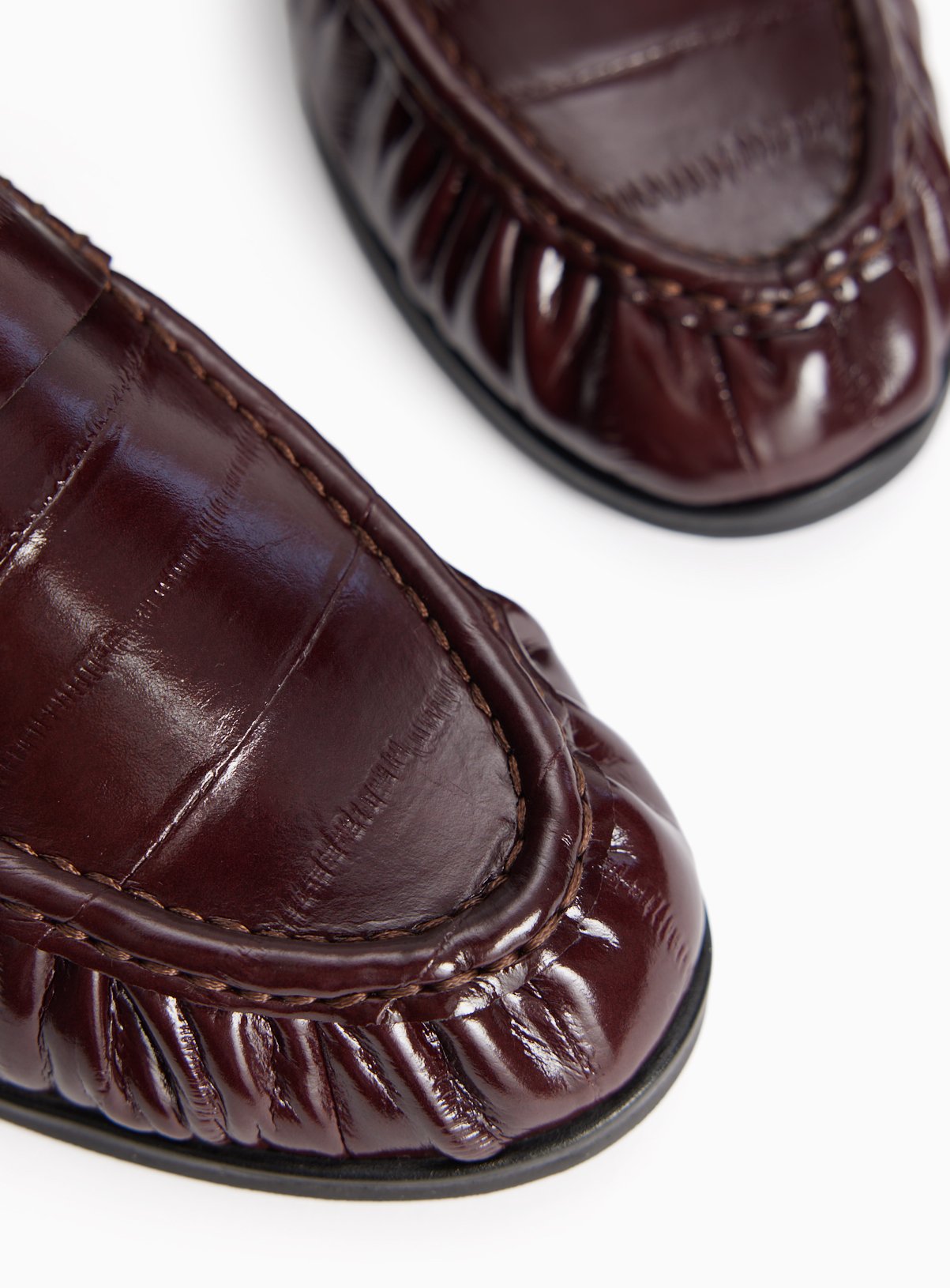 Dark Red Faux Leather Penny Loafers 4 - Image 4 thumbnail
